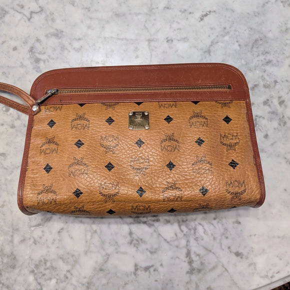 MCM Cognac Visetos Toiletry Bag - Picture 1 of 9